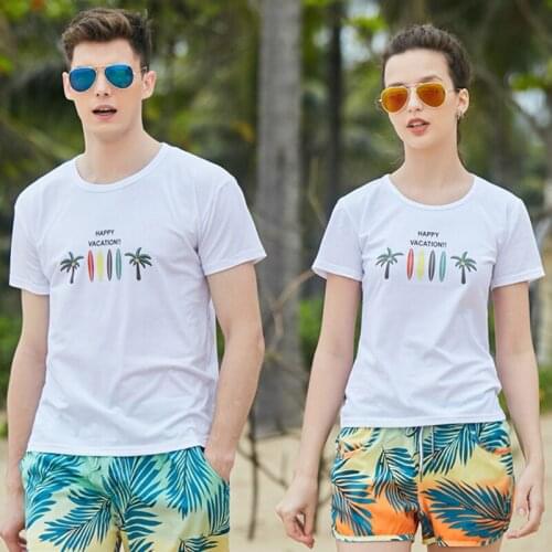 Lovers Swimming T-shirts Short-sleeved T-shirt Mens Bottom Shirt Couples Clothes Surfing Beach T-shirt Summer