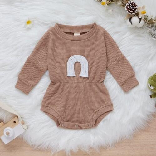 Cute Toddler Baby Girls Boys Sweet Style Romper Infant Spring Autumn Round Collar Long Sleeve Cotton Casual Rainbow Jumpsuit