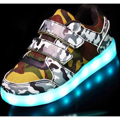 2021 New USB Led luminous Kids Shoes for boys girls Light Up Children Luminous Sneakers mesh sport Light Shoes