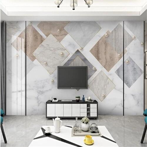 Milofi professional custom wallpaper mural modern minimalist creative abstract geometric marble jazz white background wall