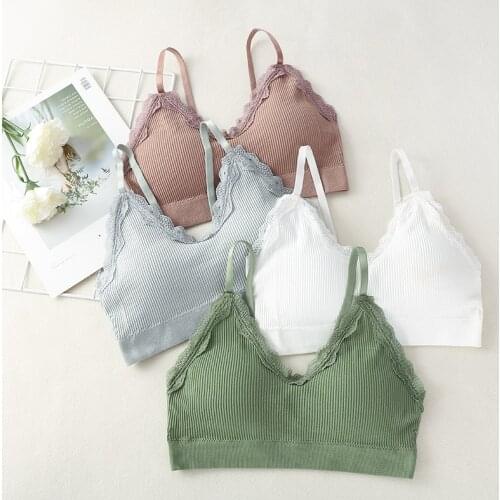 New product thread lace lace breast wrap girl one piece no steel ring vest yoga sleep bra underwear teenage girls top