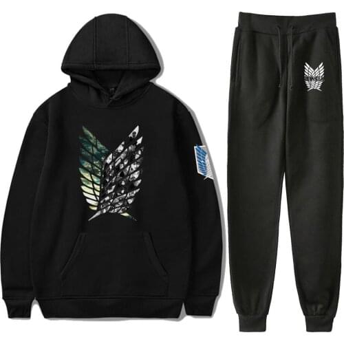 New Attack On Titan Hoodies Sweatshirts And Sweatpants Two Piece Set Attack On Titan Hooded Velvet Oversized for Men/Women Suit