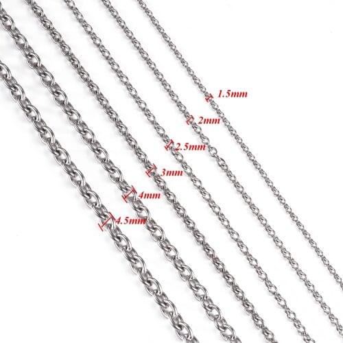 Wholesale 1 meter/lot Stainless Steel Cross O Chain Necklace For Women Men DIY Jewelry Thin Bracelet Necklace