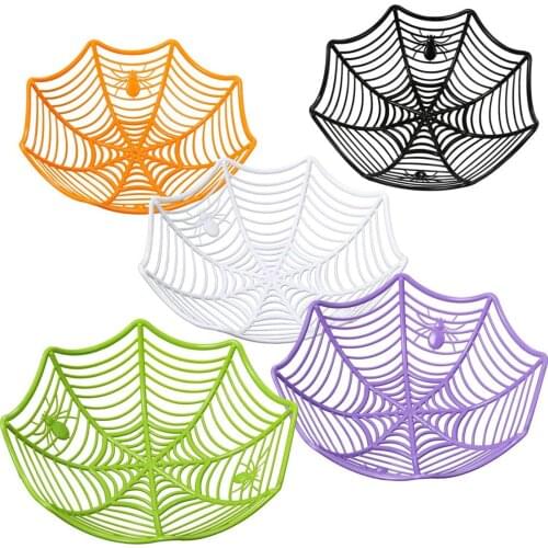 Halloween Fruit Plate Decoration Spiderweb Pattern Party Supplies Creative Candy Plastic Basket Fruit Storage Organization