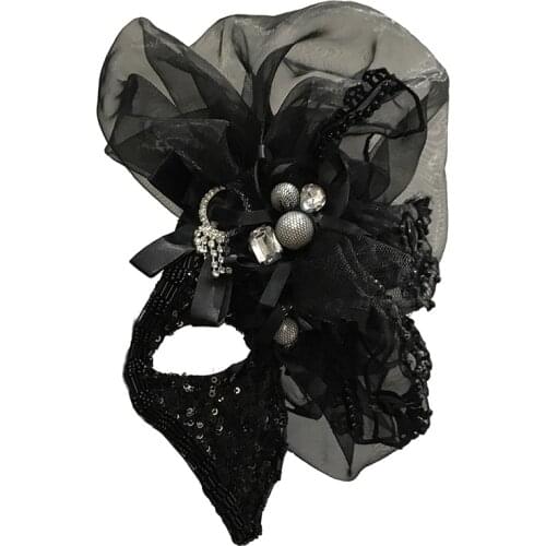 Stunning Black Venetian Masquerade Mask Eye Halloween Party Lace Net Fancy Dress Handmade Vintage Masks