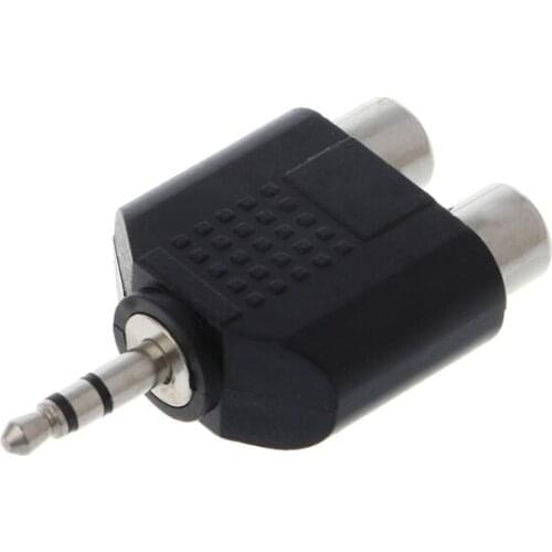 Gold Plated 3.5mm Stereo Audio Male Plug to 2 RCA female Jack Y Splitter Adapter Connector