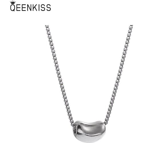 QEENKISS NC747 Fine Jewelry Wholesale Fashion Trendy Woman Girl Birthday Wedding Gift Lovesick Peas 18KT Gold Pendant Necklace