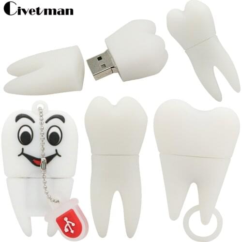 Real Capacity Tooth Shape USB Flash Drives 8GB 16GB 32GB 64GB Teeth Pen Drive 128GB USB Flash Memory Stick 256G External Storage