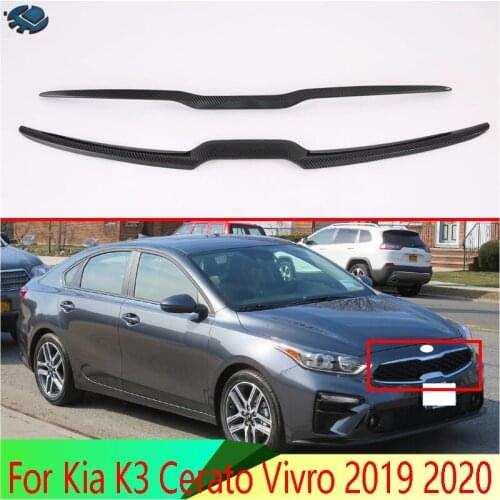 For Kia K3 Cerato Vivro 2019 2020 Car Accessories Carbon Fiber Style Front Center Mesh Grille Grill Cover Radiator Strip Trim