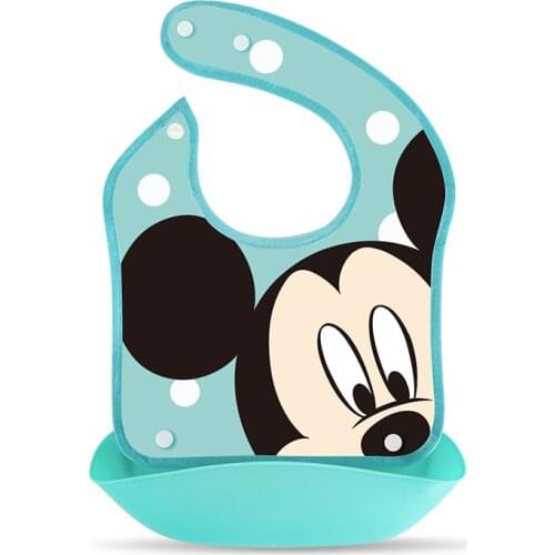 Disney Mickey Minnie Bib Silicone Baby Meal Bib Cartoon