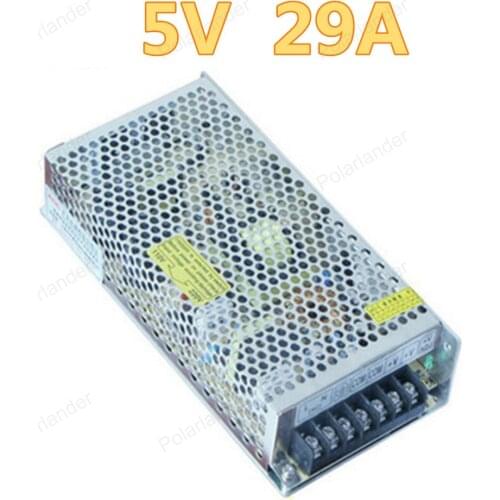 Best quality Switching Power Supply Driver 145W 5V 29A for LED Strip AC 100-240V Input to DC 5V free shipping