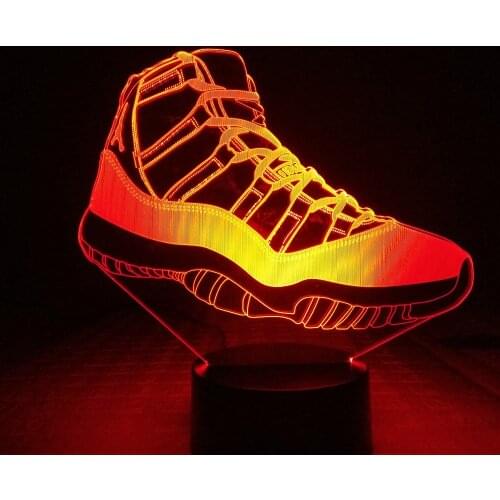 Bluetooth 3D Illusion LED Lights Acrylic Nightlight Sneakers Table Lamp with Remote Atmosphere Cute Room Decor Fans Gift