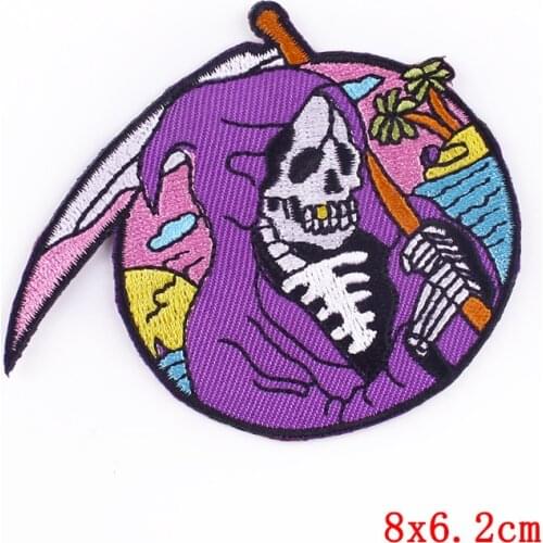 Grim Reaper Patches On Clothes Punk Skull Iron On Patches For Clothing Thermoadhesive Patch To Stick With Iron Badge Stripes