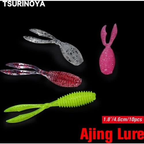 TSURINOYA RM-2003 Soft Lures 10pcs 0.5g 4.6cm AJING Lures Fishing Worm Rockfish MEBARU Silicone Swimbait Jigging Plastic Baits