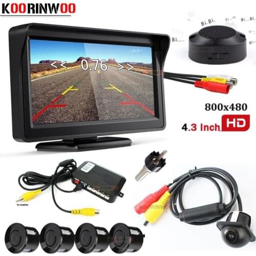 Koorinwoo Video Smart System Wireless Car Parking Sensor 4 Radars Detector Car Rear view Camera With Monitor TFT Dash Parktronic