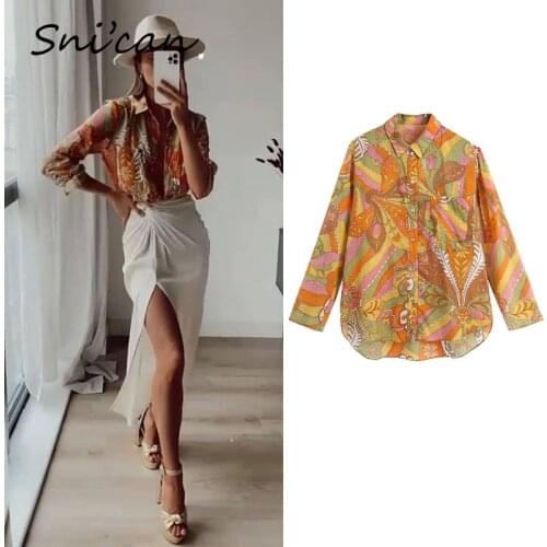 Paisley Print Female Blouse Summer Fashion Casual Holiday Ladies Shirts Za 2021 Women Vintage Floral Chic Tops Femme Chandails