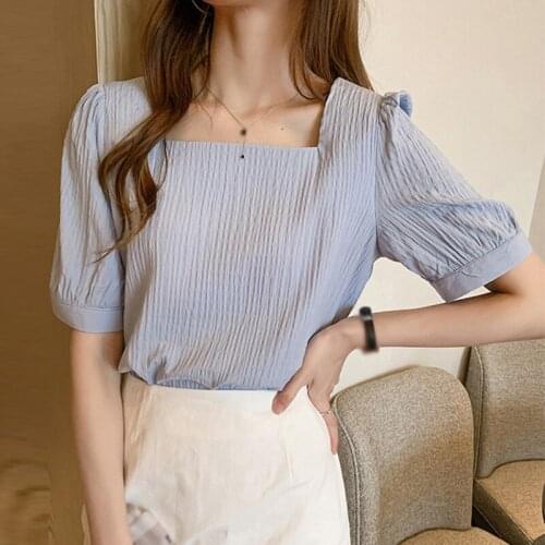 2020 Summer New T-shirt Niche Chiffon Shirt Female Loose Bubble Shirt Fashion Bottoming Shirt Women