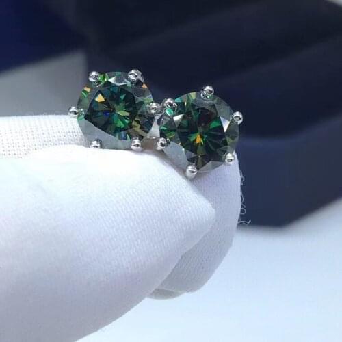 S925 Sterling Silver Passed Diamond Test Classic Green Moissanite Six Claws Diamond Earring Women Fashion Luxury Jewelry Gift