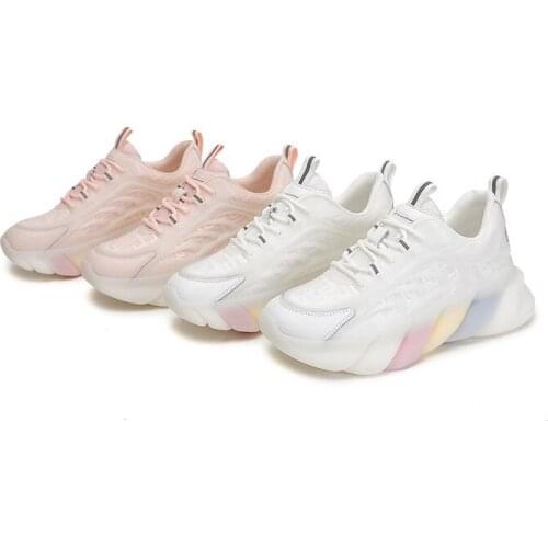 Spring Summer Ladies Casual Fitness Run Shoes Sneakers Tennis Shoes Breathable Mesh Shoes Pure Color Lace Flat Womens Shoes New