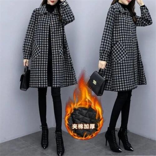 Womens Plus Size Coat 2021 New Jacket Female Mid-length Coat Women' Autumn Winter Small Fragrance Style Sub-Coat Hooded Commute