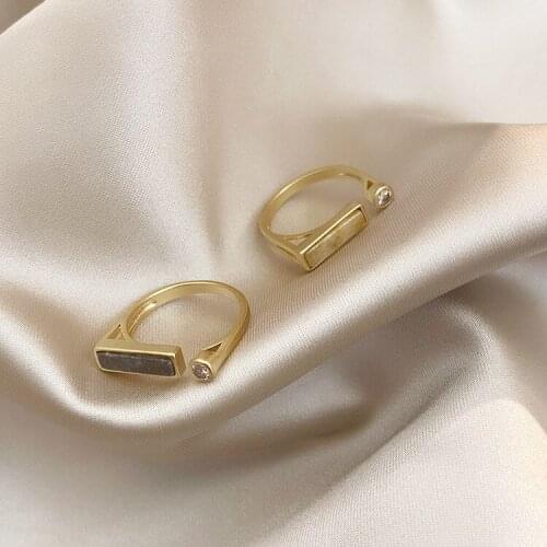 Vintage Small Marble Stone Ring For Women Mini New Trend Personality Design Zircon Inlaid Finger Rings Ladies Gift