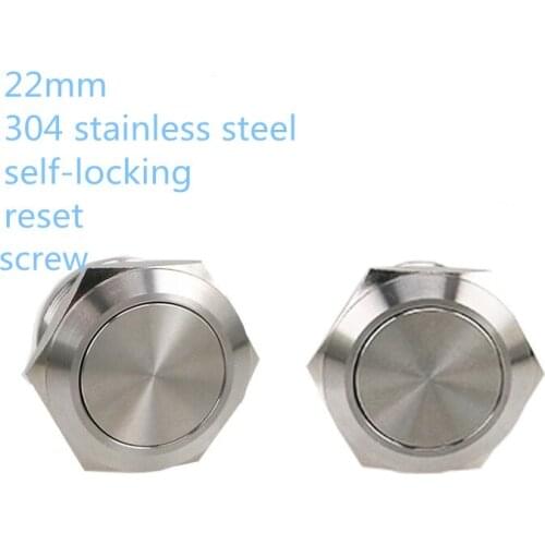 1 piece normally open 22mm 304 stainless steel metal button switch with screw feet
