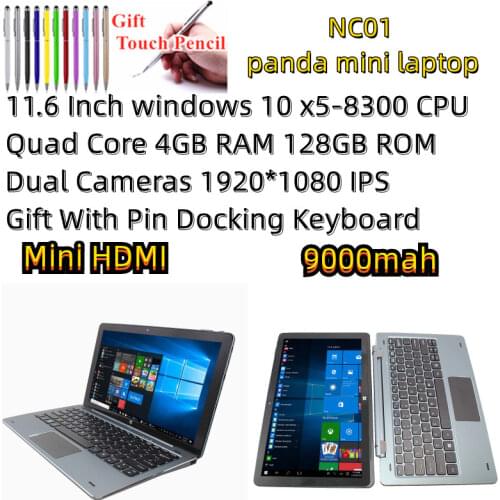 11.6 Inch NC01 Windows 10 Tablet PC With Pin Docking Keyboard Quad Core 4GB +128GB Bluetooth 4.0 1920*1080 IPS HDMI-compatible