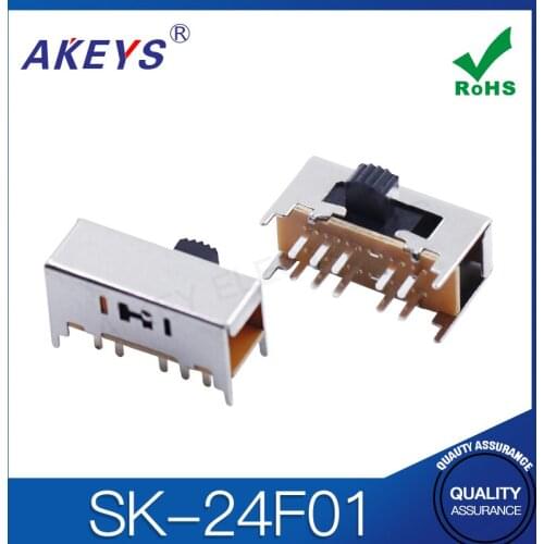 20PCS SK-24F01 2P4T Double pole four throw slide switch side insert 10 pin with 4 fixed pin durable hard to burn out