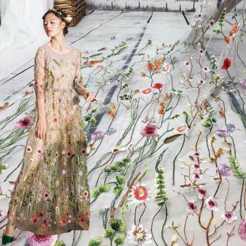 3yards Wedding Dress Fabric Flower Net Embroidered Fabric African Lace Fabric Material Sew On Wedding Dress Clothes Fabric