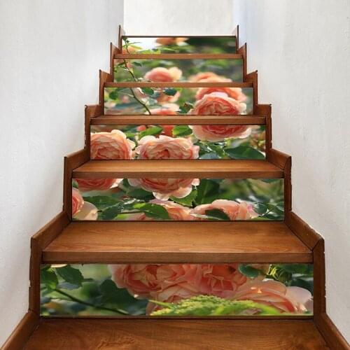 3D Self Adhesive Art Pink Flower Tree Decal Sticker Home Stair Decoration Renovation PVC Wallpaper Print Picture for Living Room