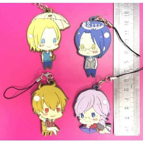 4pcs/lot Blue Sky riginal Japanese anime figure rubber Silicone sweet smell mobile phone charms keychain strap G1025