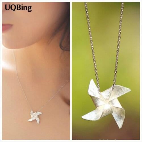 925 Sterling Silver Windmill Necklaces & Pendants Link Chain Choker Necklaces Jewelry Collar Colar