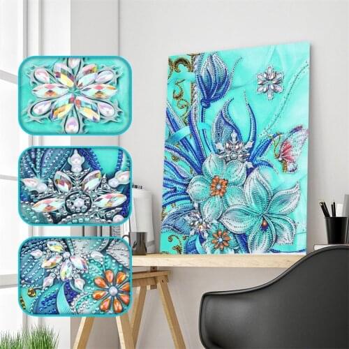 DIY Special Shaped Diamond Painting Butterfly Flower Pattern Partial Drill Cross Stitch 5D Butterfly Diamond Embroidery Gifts