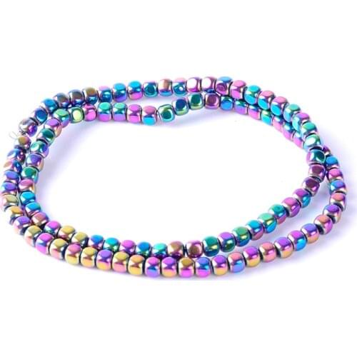 8colors 2/3/4mm Natural Stone Bright Hematite Beads Square loose beads for DIY Necklace Bracelet Jewelry Making Accessories