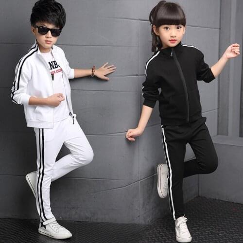 Children Clothing Teenage Spring Autumn Boys Girls Clothes Long Sleeve Zipper Jacket+Pants 2Pcs Outfit Kids Tracksuit 5-14 Years