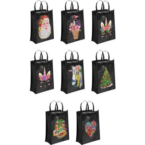 DIY Christmas Special Shaped Diamond Painting Storage Bag Diamond Art Mosaic Christmas Gift Eco Shopping Bag Heat Press Basket