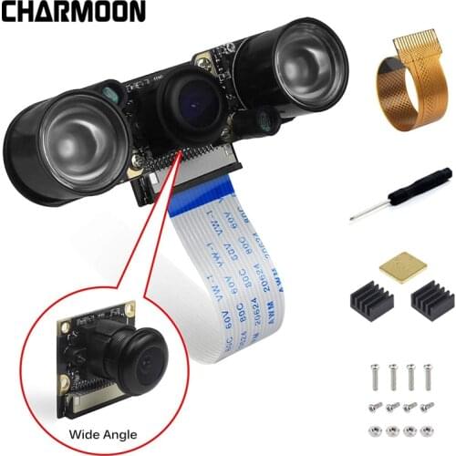 For Raspberry Pi Camera Fisheye Wide Angle Night Vision/IR Cut Filter Camera 5MP Webcam Camera for Raspberry Pi 4 B 3 B