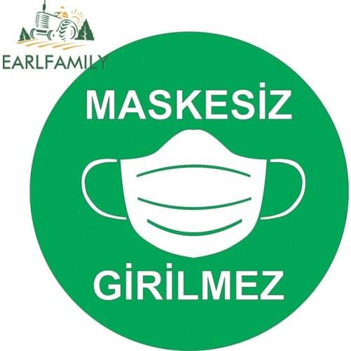 EARLFAMILY 13cm x 13cm for NO Face Mask No Entry Vinyl Car Wrap Funny Car Stickers Motorcycle Decal Waterproof DIY Decoration