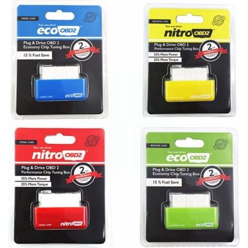 ECO Nitro EcoOBD2 Nitro 15% Fuel Save More Power Chip Box Eco Gasoline Benzine Nitro Car OBD2 Tuning Plug&Driver OBD2 For d H4Z6