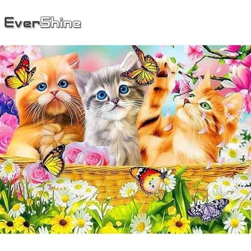 Evershine DIY 5D Diamond Embroidery Sale Cat Cross Stitch Diamond Mosaic Animals Rhinestones Pictures Diamond Art Home Decor