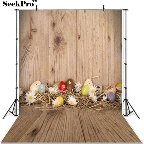 Thin Vinyl easter wooden floor wall eggs children Photo Backdrops Printed indoor professional Photographic Studio Backgrounds