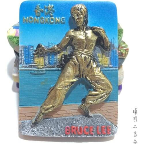 Hong Kong Fridge Magnet Souvenir 3D Bruce LEE Li Xiaolong Decorative Refrigerator Stickers Magnets Home Decoration