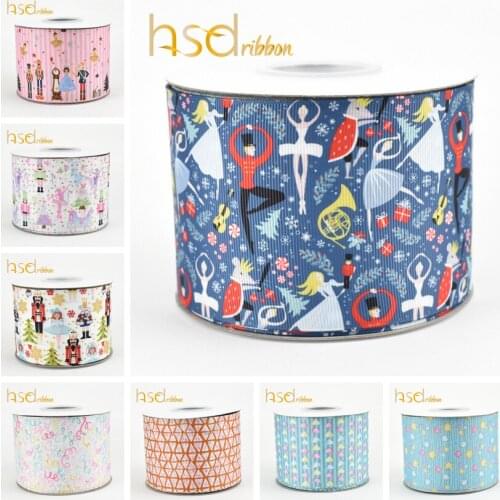 HSDRibbon high-quality 38MM 75MM Heat transfer printed cute pattern on Grosgrain Ribbon