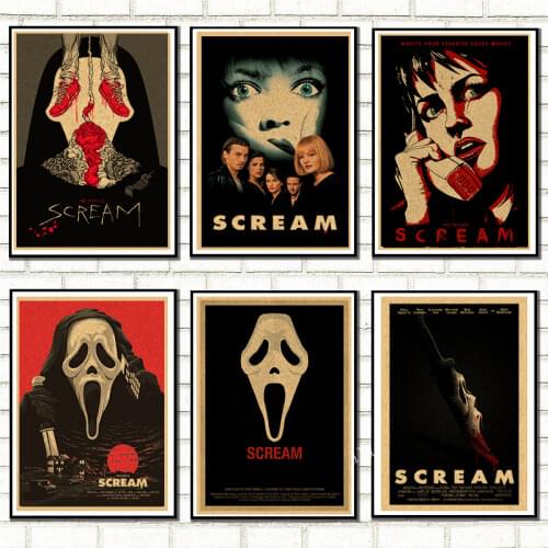 SCREAM Classic Horror Movie Kraft Paper Poster For Home Decoration Print decorative wall art decor