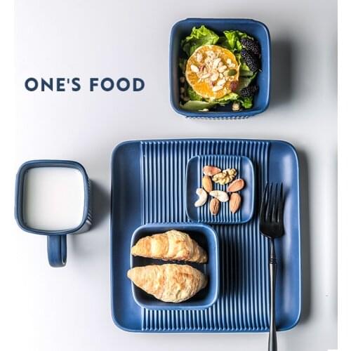 Nordic Single Person Ceramic Tableware Dinner Plate Set Soup Bowl Coffee Milk Mug Kitchen Salad Plate Overglaze Tableware Gift