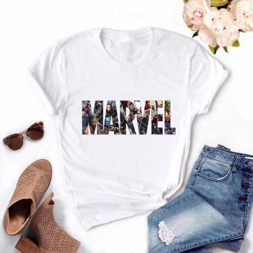 Spider-Man Iron Man Thanos Tshirt Fashion MARVEL Graphic Top Tee Unisex Harajuku Kawaii T Shirt Women Funny Cartoon Cute T-shirt