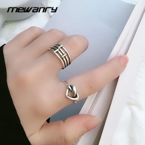 Mewanry 925 Sterling Silver Rings for Women New Trend Vintage Elegant Handmade Multi Layer Cross Love Heart Party Jewelry Gifts