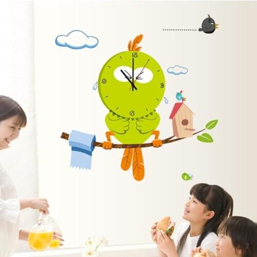 Owl Cheap Cute Wall Clock 3D DIY Wall Sticker Cartoon Vinyl Clocks Home Decor Children Gift Clock Wall Sticker Duvar Saati Z031