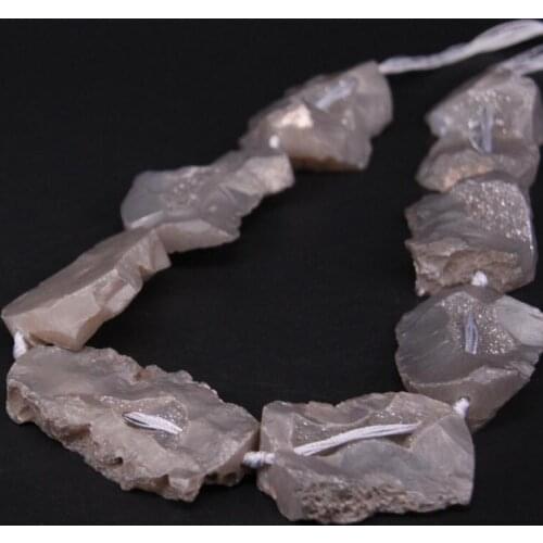 15.5"/strand Gray Titanium Raw Agates Quartz Geode Druzy Freeform Slab Nugget Beads,Natural Stone Drusy Slice Pendant Jewelry