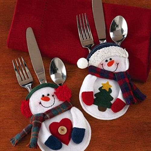 8Pcs Christmas Decoration Restaurant Hotel Layout Non-Woven Old Man Snowman Knife Fork Bag Creative Cutlery Cover